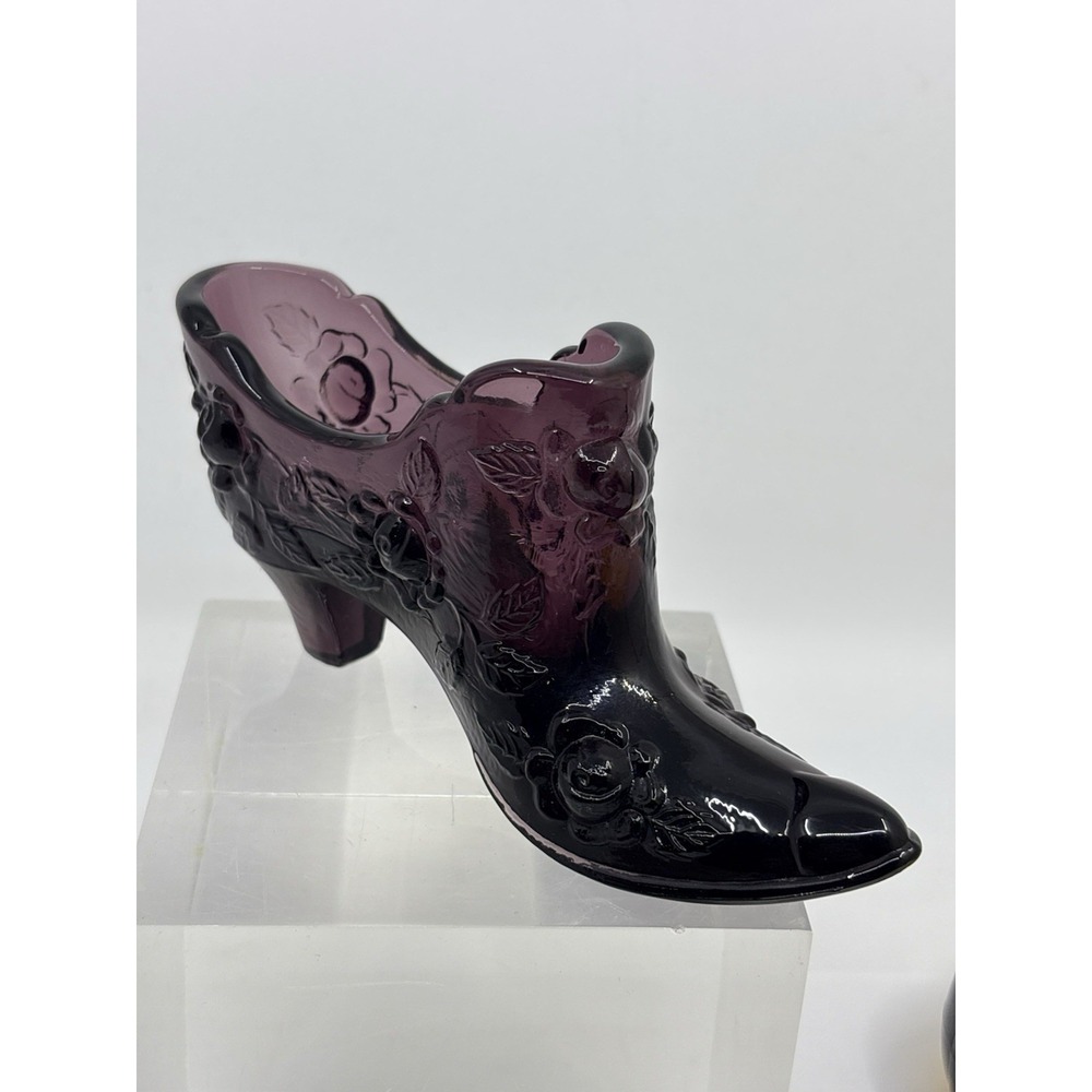Fenton Glass Purple Boot Shoe Art Glass Vintage